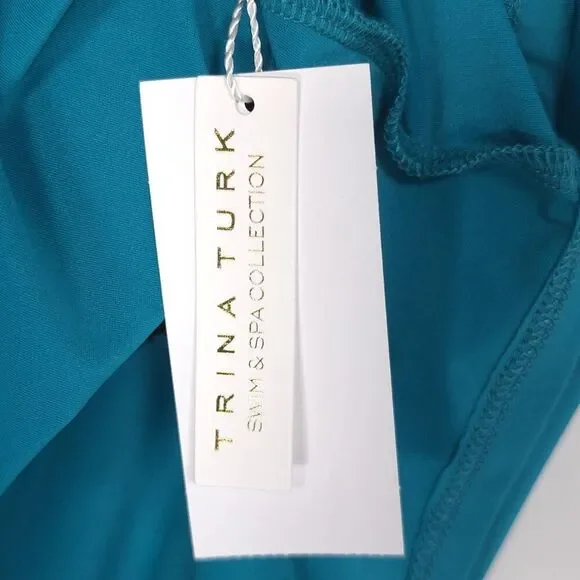 NWT TRINA TURK Women’s Size 20 Monaco Off Shoulder Ruffle Tankini Swim Top Blue - Picture 3 of 7